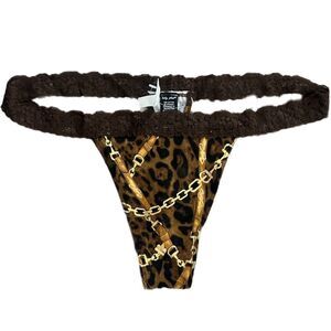 Baby Phat animal print cotton with lace trim thong panty Xlarge